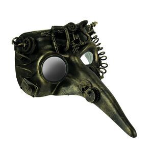 Steamzanni Metallic Gold Long Nose Steampunk Adult Costume Mask